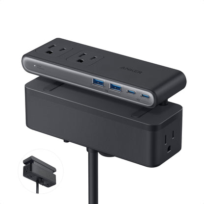 Anker Nano Power Strip, Desk Clamp with 1500J Surge Protector, 5ft Extension Cord, 70W Max Gaming Desk Accessories, 6 AC, 2 USB A, 2 USB C, Home Office Essentials, Fit 0.6~1.8'' Tabletop Edge (Black) 🍁 All In One Marketplace Canada