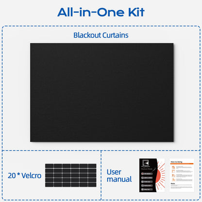 Blackout Curtains for Bedroom, 39" x 58" Portable Blackout Blinds with 20 Sets Hooks & Loops Strips for 100% Blackout Window Film, Temporary Blackout Shades for Windows Cover Nursery Travel RV- Black 🍁 All In One Marketplace Canada