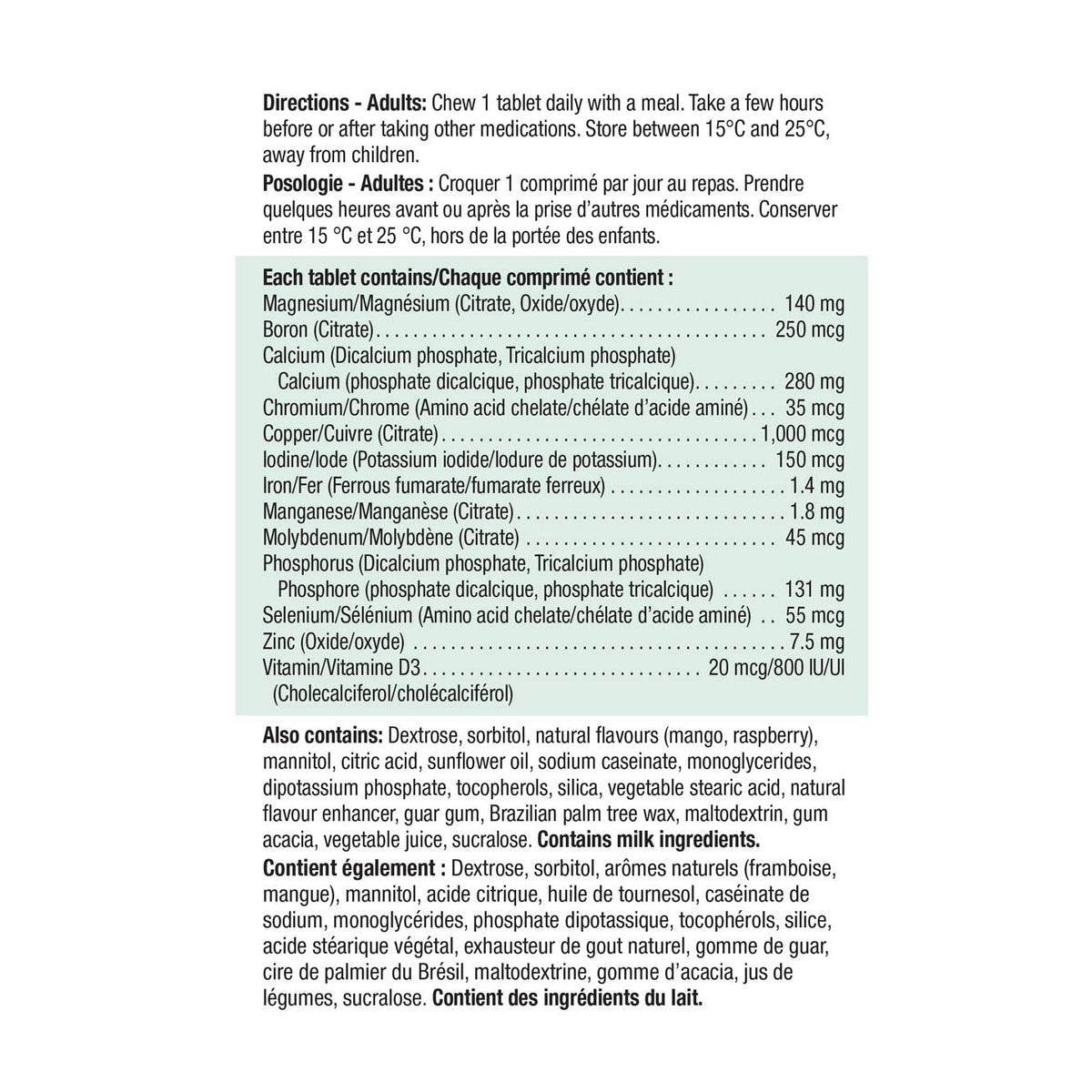 Jamieson Chewable Magnesium Mineral Complex Raspberry Mango Flavour, with 800 IU Vitamin and 140 mg Magnesium, 12 Essential Minerals, Supports Muscle and Bone Health, Gluten-Free, 60 Count 🍁 All In One Marketplace Canada