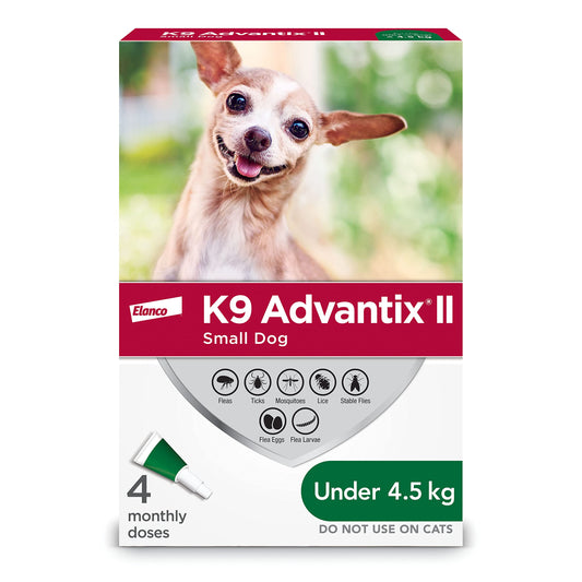 K9 Advantix II Flea and Tick Treatment for Small Dogs weighing less than 4.5 kg (less than 10 lbs.)-4 doses 🍁 All In One Marketplace Canada