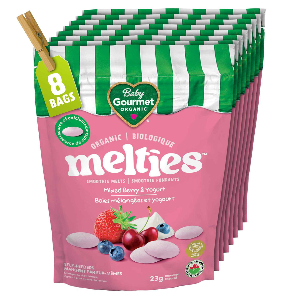 Baby Gourmet Organic Meltable Mushies Banana Berry with Greek Yogurt, 23g (Pack of 8) 🍁 All In One Marketplace Canada
