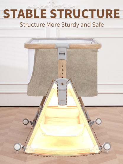 Baby Bassinet, Basinet Bedside Sleeper with Waterproof Bassinet Sheets and Soft Mattress, Safe Adjustable Height Bedside Bassinets with Wheels, Girl/Boy Bassinets, Jestonten (Khaki) 🍁 All In One Marketplace Canada