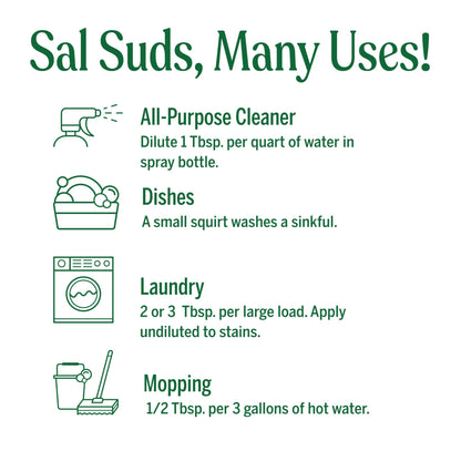 Dr. Bronner's - Sal Suds Biodegradable Cleaner (946 mL) - Concentrated All-Purpose Cleaner for Floors, Laundry, and Dishes, Cuts Grease and Dirt, Powerful Formula 🍁 All In One Marketplace Canada