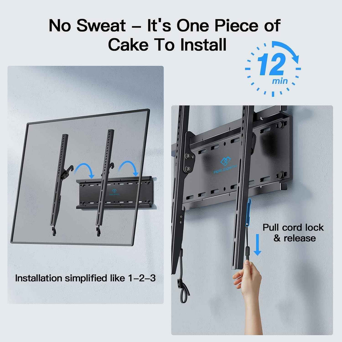 PERLESMITH Tilting TV Wall Mount for 23-60 Inch Flat Curved TVs, Low Profile Tilt TV Mount up to 115 lbs, Wall Mount Bracket Fits 8″/16” Wood Studs, Max VESA 400x400mm, PSMTK1 🍁 All In One Marketplace Canada