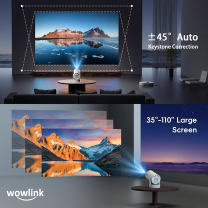 [Built-in Apps & 2026 Upgraded] Mini Projector with WiFi 6 and Bluetooth 5.4 Support 4K 1080P Auto Keystone 180° Rotatable Projector Portable Compatibile with HDMI/TV Stick/Memory Stick/Laptop, White 🍁 All In One Marketplace Canada