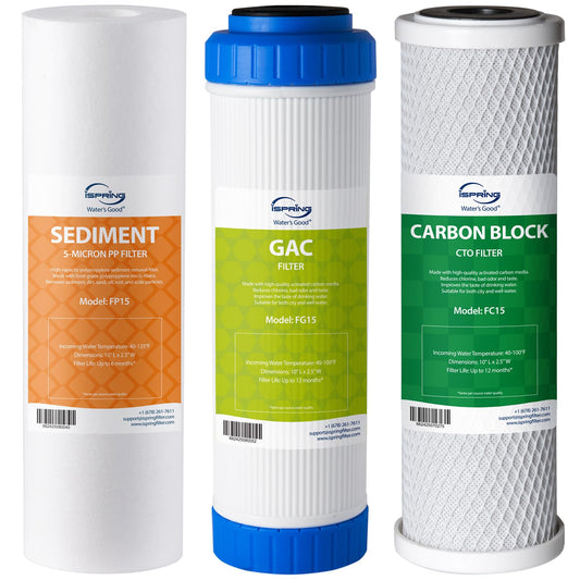 iSpring F3 6-Month Prefilter Replacement Supply Filter Cartridge Pack Set for Standard Reverse Osmosis RO Systems, F3, White 🍁 All In One Marketplace Canada