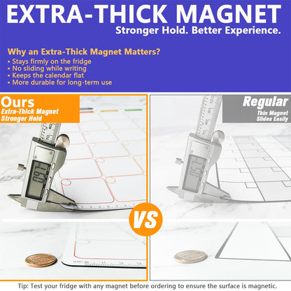 Magnetic Calendar for Fridge, Dry Erase Whiteboard Calendar Monthly Planner, 6-Week Layout, Easy to Clean, Extra-Thick Strong Magnetic Hold, Includes Dual-Magnet Markers & Eraser 43 x 33 cm 🍁 All In One Marketplace Canada