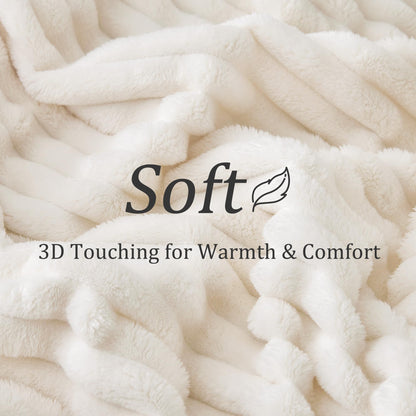 BEDELITE Fuzzy Throw Blankets Room Decor - Soft Cozy Fluffy Fleece Plush Warm Blanket, Cream White for Couch Sofa Bed, Bedroom Living Room Decor, Couverture, Gifts for Women Men Friends, 50"x60" 🍁 All In One Marketplace Canada