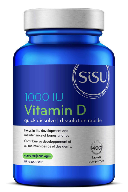 SISU Vitamin D 1000 IU, Unflavoured | Essential to Proper Calcium Absorption and Preventing Bone Loss | 400 Tiny, Quick-Dissolving Tablets | Gluten Free, Dairy Free, Non-GMO 🍁 All In One Marketplace Canada