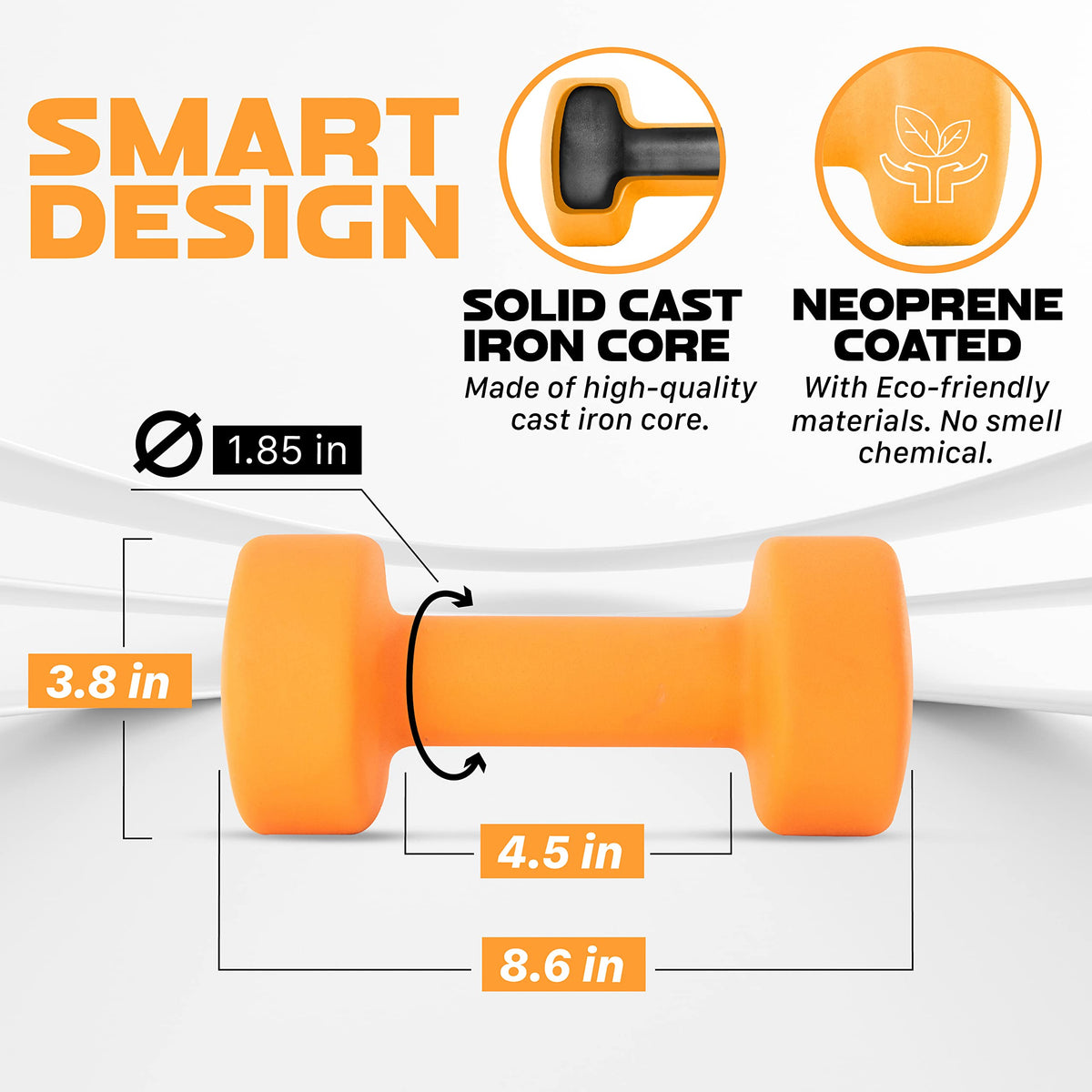 Yes4All Dumbbell Neoprene, poids et haltere, Weight Set, Hand Weights for Women, Dumbbells Pair, Free Weights (D. Orange - 15lbs) 🍁 All In One Marketplace Canada