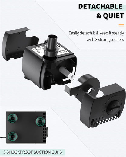 Pawfly Aquarium 80 GPH Submersible Water Pump 4 W Compact Quiet Pump with 2.6 ft. High Lift for Indoor Buckets Fish Tanks and Fountains up to 50 Gallons 🍁 All In One Marketplace Canada