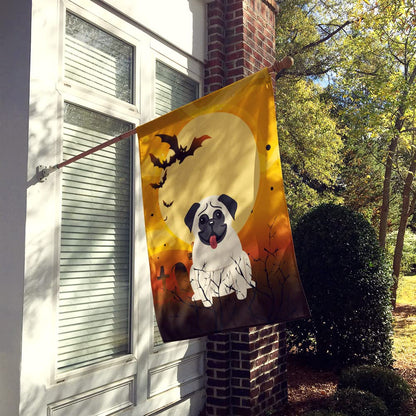 Caroline's Treasures BB4270CHF Halloween Pug Cream Canvas House Size Flag, Large, Multicolor