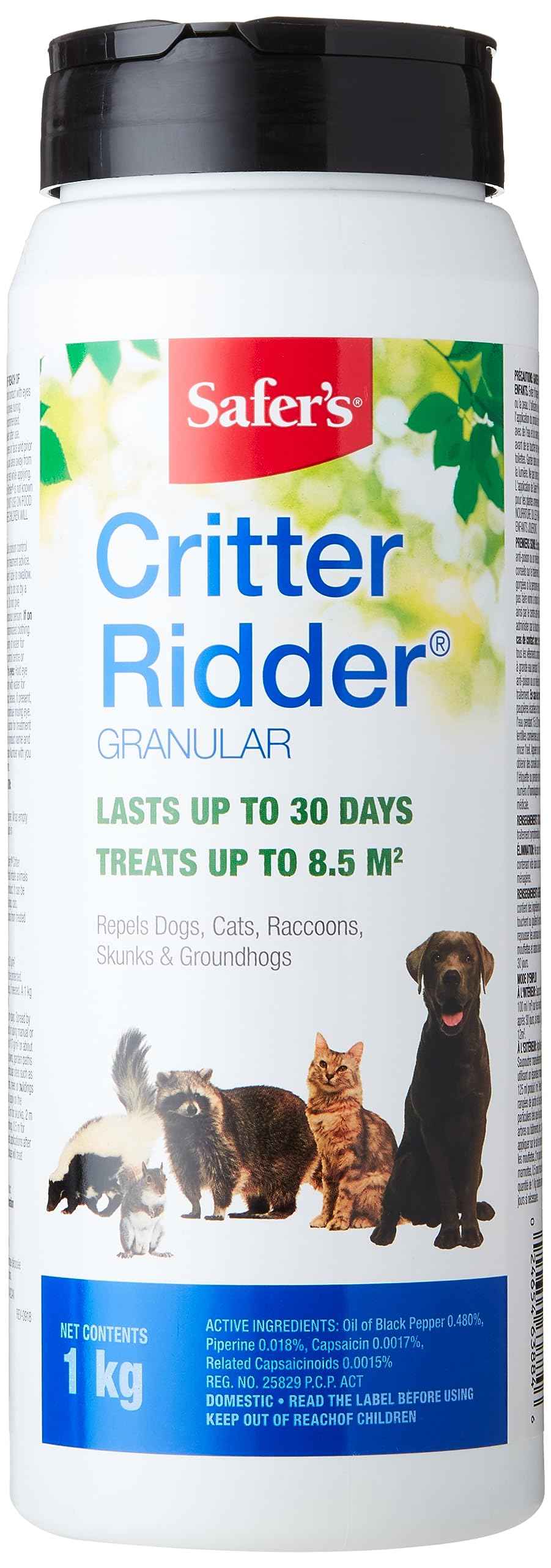 Safer’s Critter Ridder Animal Repellent Granules - 1 Kg Container, Organic Pest Control, Repels Squirrels, Raccoons, Dogs, Cats, Deterrent for Yard, Covers 120 Sq Ft, 30 Day Protection, 3142CAN 🍁 All In One Marketplace Canada