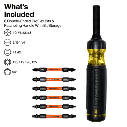 Klein Tools 32313HD 13-in-1 Multi-bit Ratcheting Screwdriver, Double-Ended Impact Bit Set, 12 Impact Driver Bits and 1/4-Inch Nut Driver 🍁 All In One Marketplace Canada