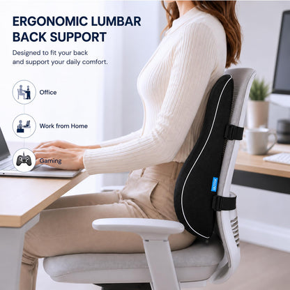QUTOOL Lumbar Support Pillow for Office Chair, High-Density Memory Foam Back Cushion with Dual Adjustable Straps, Breathable 3D Mesh Cover, Ergonomic Back Support for Everyday Sitting 🍁 All In One Marketplace Canada
