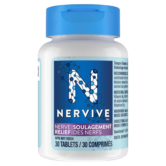 Nervive Nerve Relief, Helps Relieve Pain associated with Peripheral Neuropathy, Alpha Lipoic Acid ALA, Vitamins B1-Thiamine, B6, & B12, Turmeric, Ginger, 30-Day Supply, 30 Count 🍁 All In One Marketplace Canada