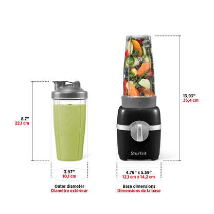 Starfrit Personal Blender, Two 828ml Cups, High, Low & Pulse Modes, 300W, Black 🍁 All In One Marketplace Canada