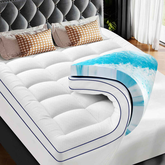 Premium Dual Layer 3 Inch Memory Foam Mattress Topper, 2 Inch Gel Memory Foam and 1 Inch Pillow Top Mattress Pad Cover for Back Pain, Comfort Support（Full/Double Size 54" x 75"） 🍁 All In One Marketplace Canada