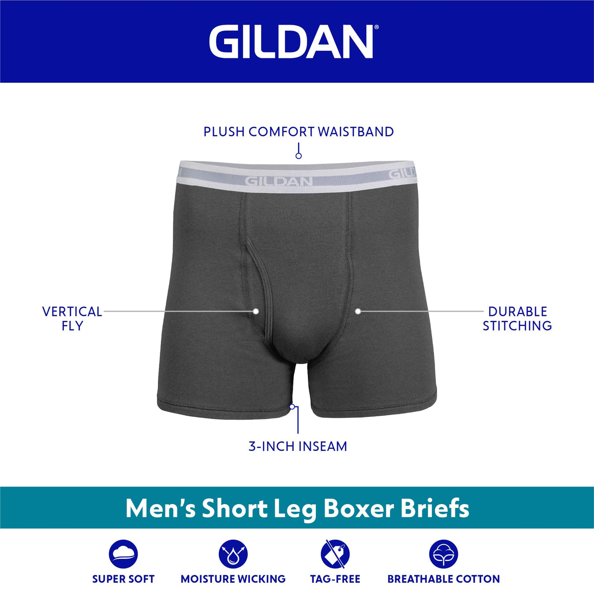Gildan Men's Boxer Briefs, Multipack, Mixed Blue (5-Pack), Medium 🍁 All In One Marketplace Canada