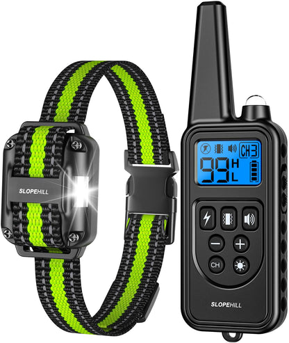 SLOPEHILL Dog Training Collar with Remote,4200Ft Electronic Shock Collars,Waterproof E-Collar Featuring Beep,Vibration,Shock,Light and Keypad Lock Mode,fit for Small Medium Large Dogs (Green) 🍁 All In One Marketplace Canada