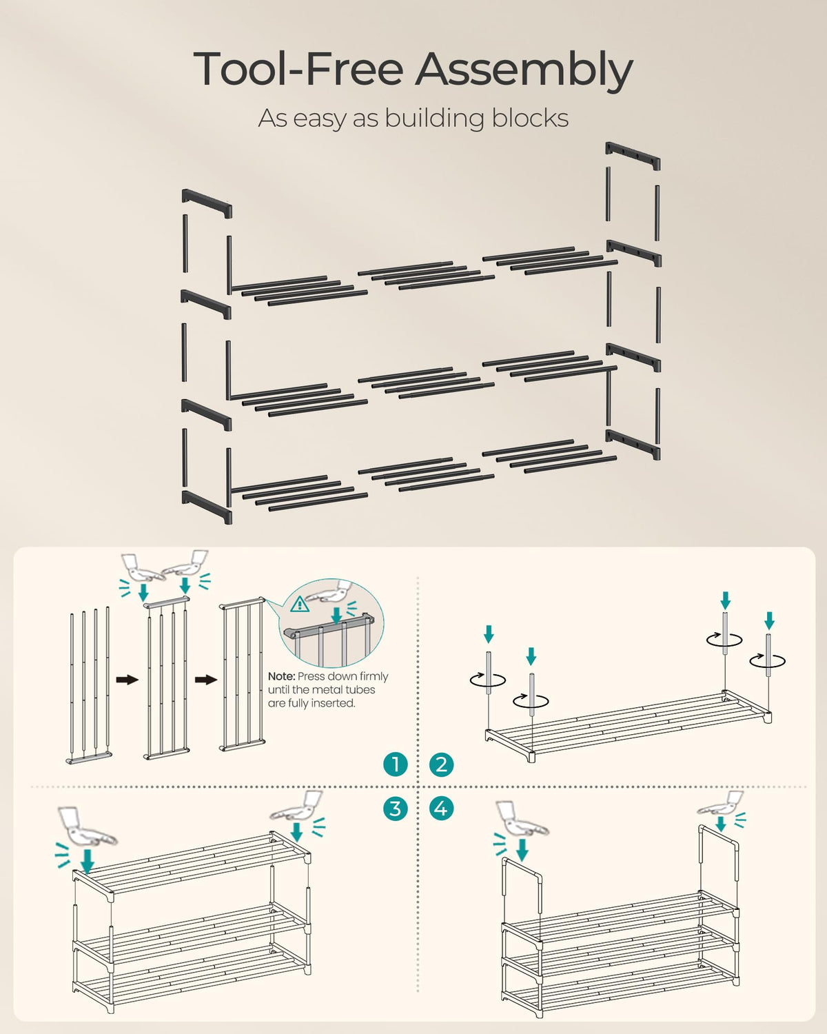 SONGMICS Shoe Rack, 3-Tier Shoe Organizer, Sturdy Storage Shelf, Upright or Upside Down, for 16-20 Pairs, Stackable, for Entryway, 30 x 92 x 55 cm, Black ULSA303B02 🍁 All In One Marketplace Canada