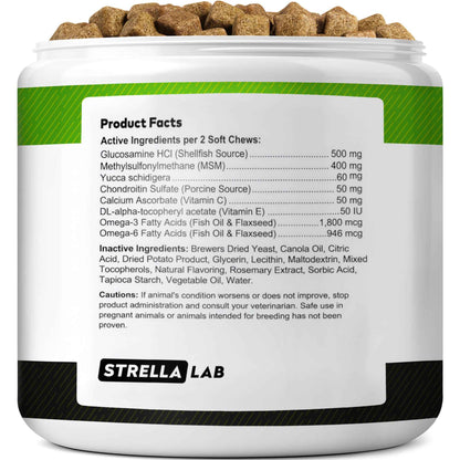 Glucosamine for Dogs w/Chondroitin - Hip & Joint Supplement for Dogs - MSM, Omega to Improve Mobility & Energy - Natural Joint Pain Relief - 120 Chews (Chicken) 🍁 All In One Marketplace Canada