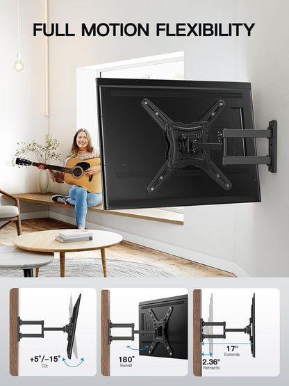 Pipishell Full Motion TV Wall Mount for 26-65 Inch Flat Curved Screen TVs, Max VESA 400x400mm up to 77 lbs, Swivel TV Mount Wall Bracket with Articulating Arms, Tilt, Extension, PIMF7 🍁 All In One Marketplace Canada