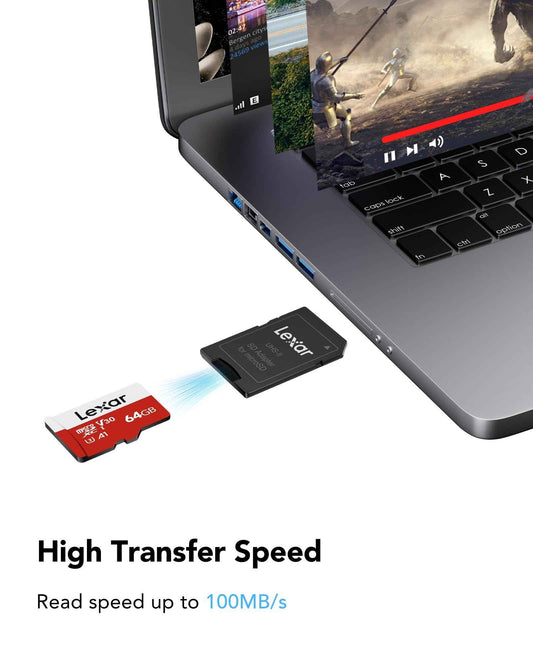 Lexar E-Series 64GB Micro SD Card, microSDXC UHS-I Flash Memory Card with Adapter, 100MB/s, C10, U3, A1, V30, Full HD, 4K UHD, High Speed TF Card 🍁 All In One Marketplace Canada