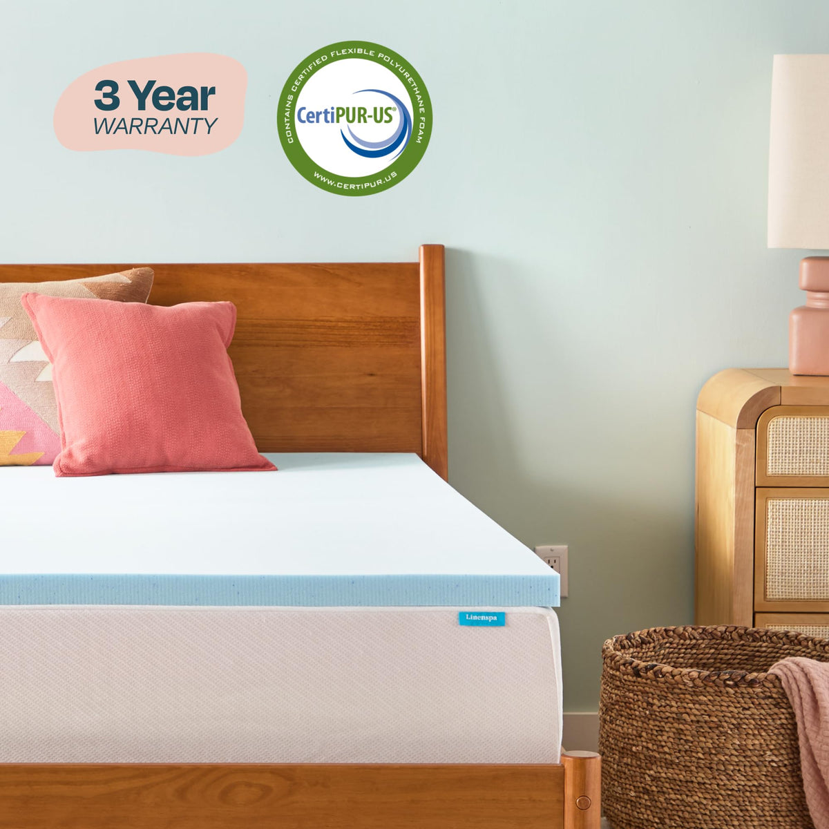 Linenspa 2 Inch Memory Foam Mattress Topper, Gel Infused RV Queen Mattress Topper, CertiPUR-US Certified Blue 🍁 All In One Marketplace Canada