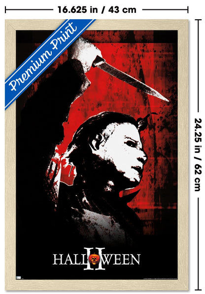 Halloween II - Red Wall Poster, 22.4L" x 14.7W", Blonde Framed Version