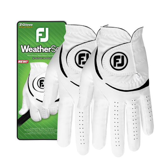 FootJoy Men's WeatherSof 2-Pack Golf Glove, White, Medium, Worn on Right Hand 🍁 All In One Marketplace Canada