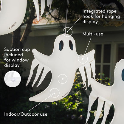 FUNBOY Hanging Ghost Halloween Decorations, Outdoor Décor, 3 Pack