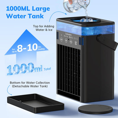 Portable Air Conditioner, Mini Air Conditioner Portable Cooling Fan with Remote Control, 3 Wind Speed & 3 Mist Level & 2-8H Timer Evaporative Air Cooler for Home Office Room, Black 🍁 All In One Marketplace Canada