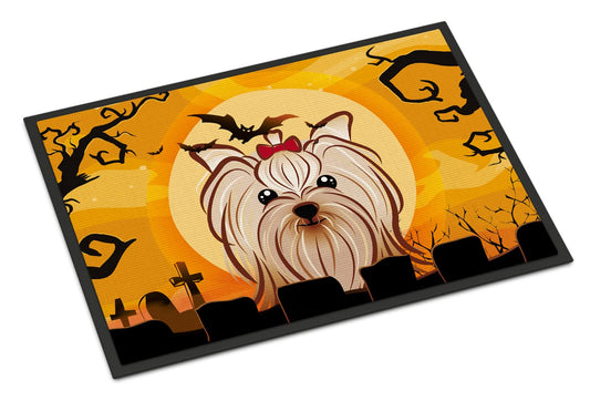 Caroline's Treasures BB1762JMAT Halloween Yorkie Yorkishire Terrier Door Mat, Indoor Rug or Outdoor Welcome Mat 24x36 Doormat, 24H X 36W, Multicolor