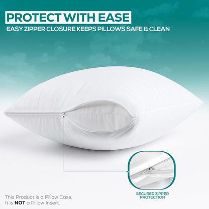 Utopia Bedding Waterproof Pillow Protectors Zippered Queen Size (2 Pack, White), Zippered Pillowcases, Bed Bug Proof Pillow Encasement Covers 20 x 28 Inches 🍁 All In One Marketplace Canada