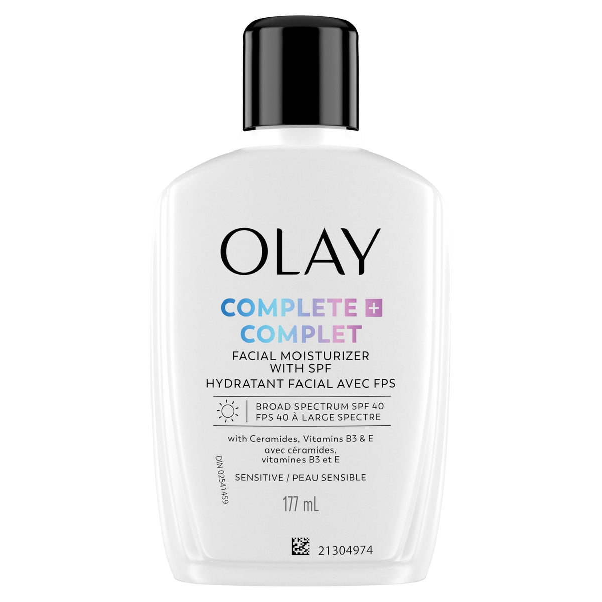 Olay Complete+ Face Moisturizer with Sunscreen SPF 40, For Sensitive Skin, Broad Spectrum Sun Protection, Fragrence-Free - No White Cast on All Tones, Nourishes Moisture Barrier - Ceramides, 177 mL 🍁 All In One Marketplace Canada