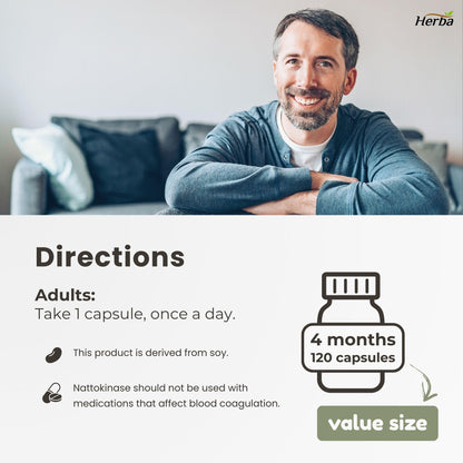Herba Nattokinase Supplement 2000 FU – 100mg, 120 Delayed Release Capsules | Helps to Support Heart Health | Made in Canada 🍁 All In One Marketplace Canada