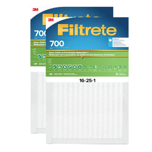Filtrete 16x25x1 AC Furnace Air Filter, MPR 700, MERV 8, Tough on Pollen, Easy on Airflow, 3-Month Pleated 1-Inch Electrostatic Air Cleaning Filter, 2-Pack (Actual Size 15.68 x 24.56 x 0.78 in) 🍁 All In One Marketplace Canada