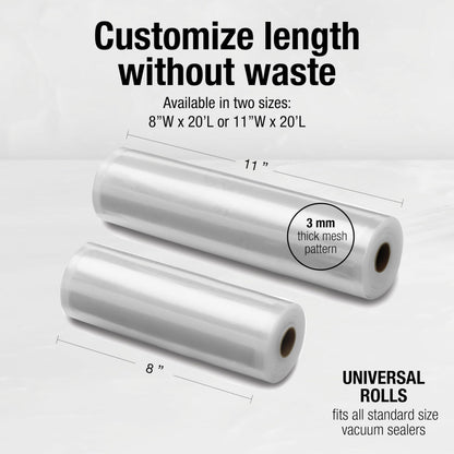 Cuisinart Vacuum Food Sealer Bags 2-Pack 11"x20" ft. rolls, Universal, Microwave & Freezer Safe (VSB-112C) 🍁 All In One Marketplace Canada