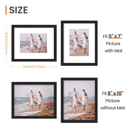 upsimples 8x10 Picture Frame Set of 5,Display Pictures 5x7 with Mat or 8x10 Without Mat,Wall Gallery Photo Frames, Black 🍁 All In One Marketplace Canada