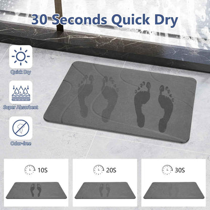 Ceecysaa Stone Bath Mat, Non-Slip Diatomaceous Earth Shower Mat, Quick Drying Bath Mat Stone, Super Absorbent Diatomite Bath Mats for Bathroom Kitchen, Easy to Clean, 60 x 39cm, Dark Gray 🍁 All In One Marketplace Canada