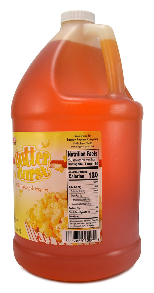 Snappy Butter Burst Popcorn Oil, Movie Theater Butter Oil for Machines and Stovetops, Naturally Colored with Beta Carotene, 1 Gallon (3.79L) 🍁 All In One Marketplace Canada