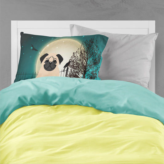 Caroline's Treasures BB2198PILLOWCASE Halloween Scary Pug Fawn Fabric Standard Pillowcase Lightweight Super Soft Easy Care Decorative Artwork Pillowcase, Standard