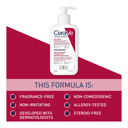 CeraVe Itchy Skin Relief Moisturizing Lotion. For Dry & Eczema-prone skin. Anti-itch cream for minor skin irritations, sunburn relief, insect bug bites & scrapes, 1% Pramoxine. Fragrance Free, 237ML 🍁 All In One Marketplace Canada