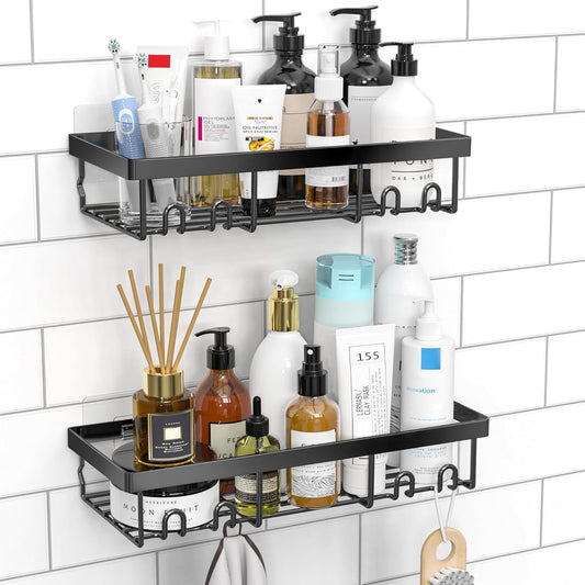 Moforoco Shower Caddy Shelf Organizer Rack, Self Adhesive Black Bathroom Shelves Basket, Home Farmhouse Wall Inside Organization and Storage Decor Rv Accessories, First Camper Apartment Essentials 🍁 All In One Marketplace Canada