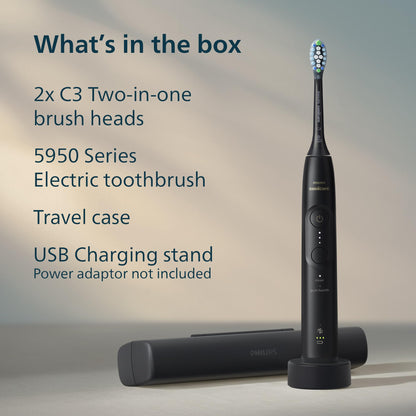 Philips Sonicare 5950 Rechargeable Electric Toothbrush, 2 Brush Head, Black 🍁 All In One Marketplace Canada