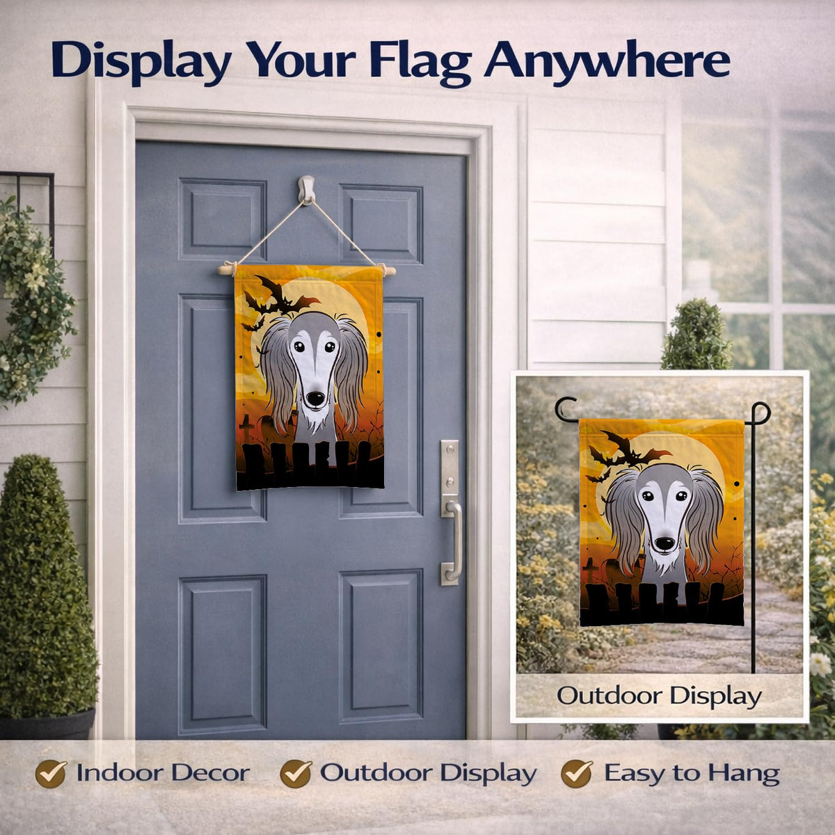 Caroline's Treasures BB1787GF Halloween Saluki Garden Size Flag, Small, Multicolor