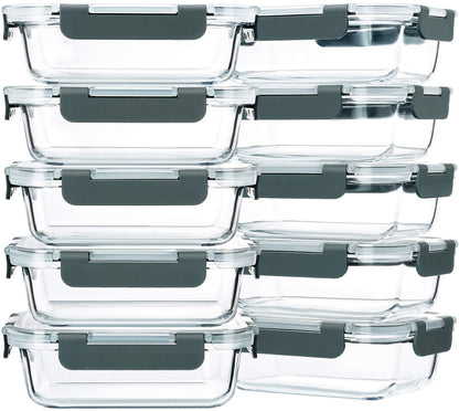 M MCIRCO 10-Pack 22 Oz Glass Meal Prep Containers with Lids - Microwave, Oven, Freezer & Dishwasher Safe 🍁 All In One Marketplace Canada
