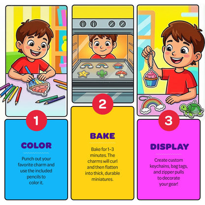 Dan&Darci Shrink Art Craft Kit for Girls and Boys Ages 6-12 - Shrink Magic Charm Making Kit with 30 Pre-Cut Shrink Plastic Templates - Kids Craft Birthday Gift for 7 8 9 10 Year Olds 🍁 All In One Marketplace Canada