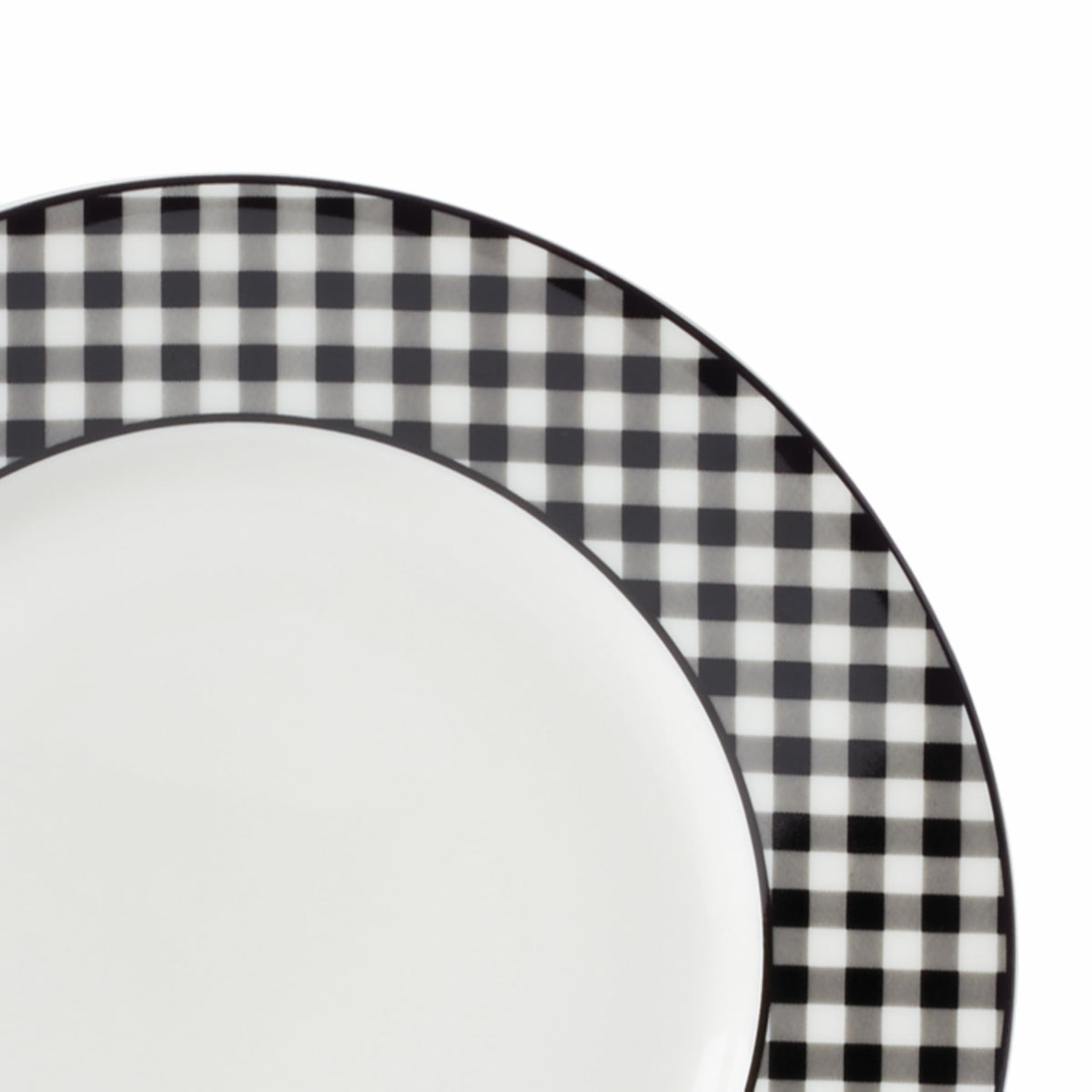 Lenox Gingham Black Halloween Porcelain Dinner Plate Set for 4